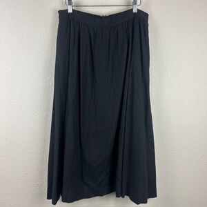 Ann Taylor Midi Classic Black A-Line Linen Blend Skirt, 8